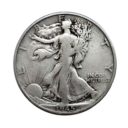 1945 half dollar reverse comparison — normal AW initials visible on left versus FS-901 No AW smooth field on right