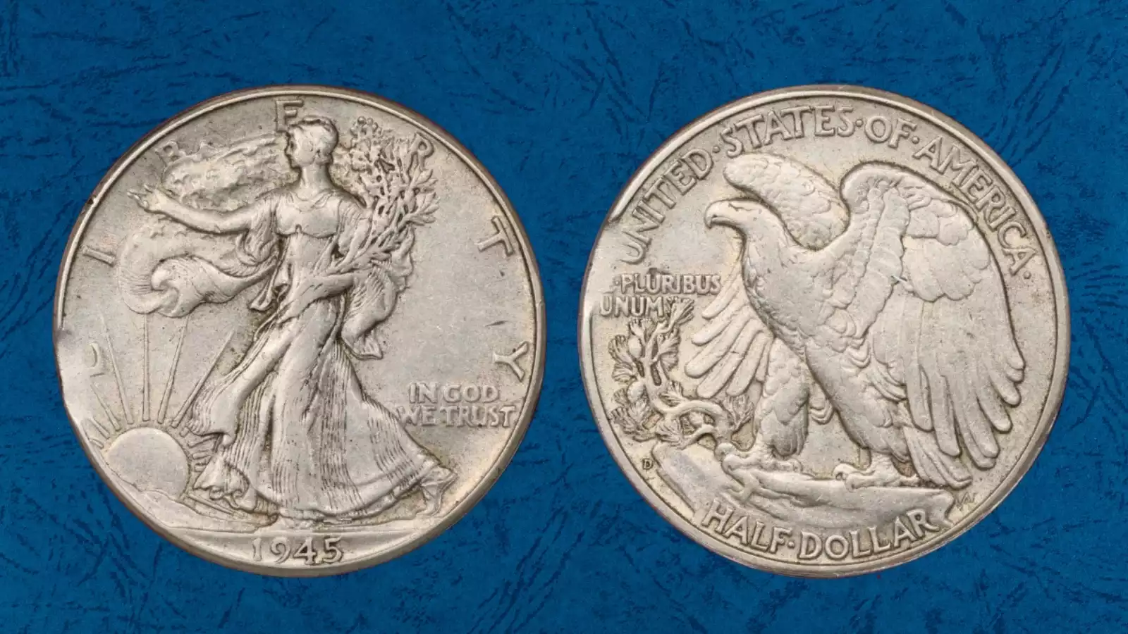 1945 half dollar curved clip planchet error showing crescent-shaped missing section from coin edge and Blakesley Effect weakness